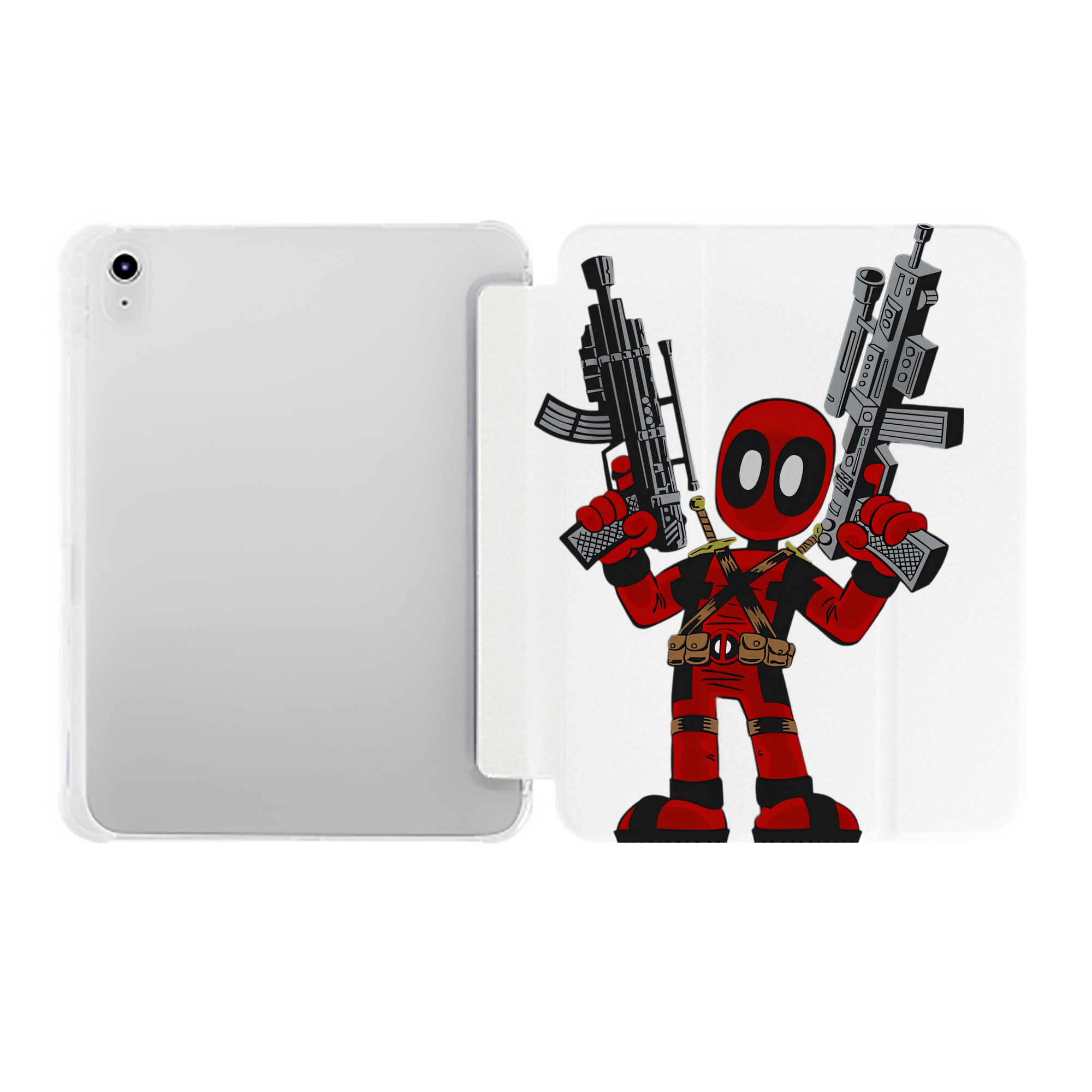 （画像用） Deadpool デッドプール IPad ケース ペン収納付き 三つ折りスタンド PUレザー×シリコン 対応機種9.5/10.5/10.9インチ